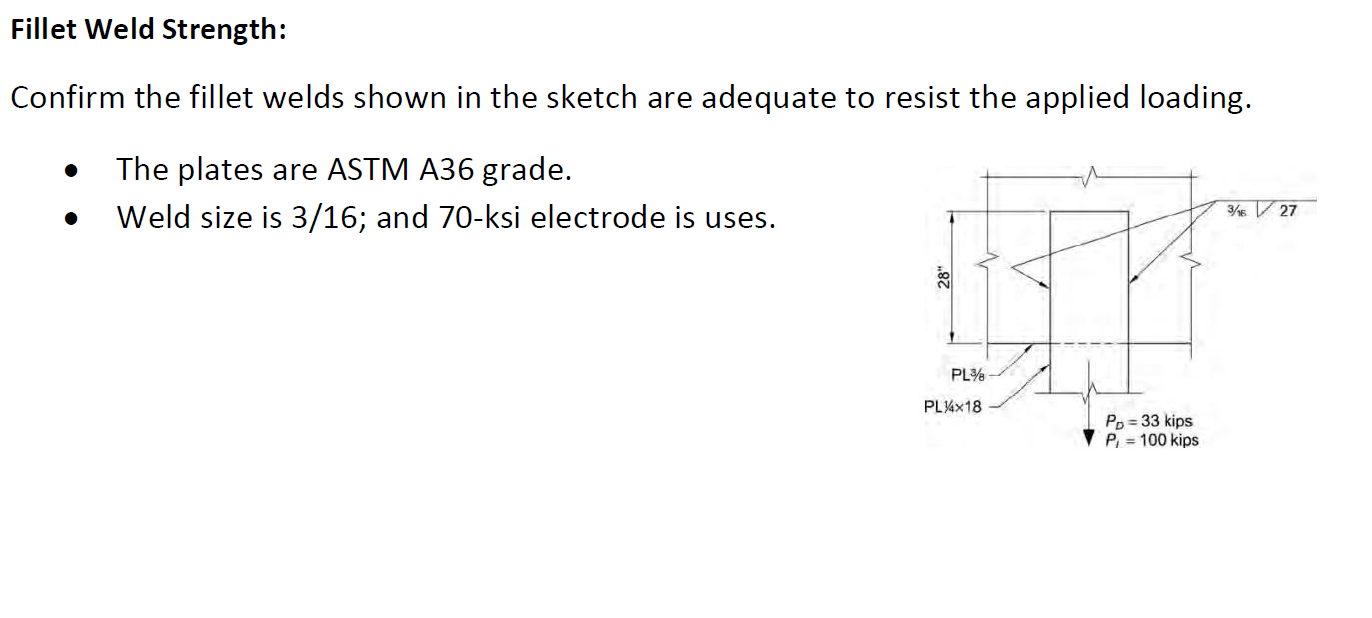 Solved Fillet Weld Strength: Confirm the fillet welds shown | Chegg.com