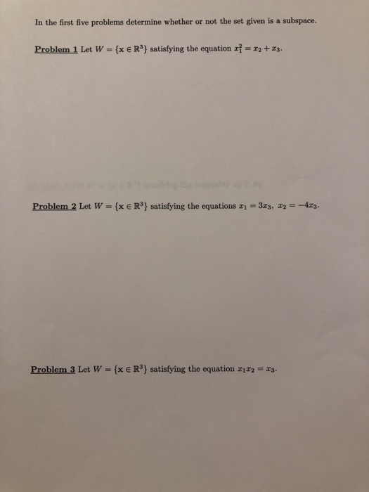 Solved In the first five problems determine whether or not | Chegg.com