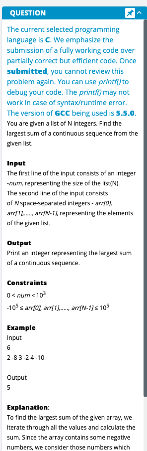Solved QUESTION The current selected programming language is | Chegg.com