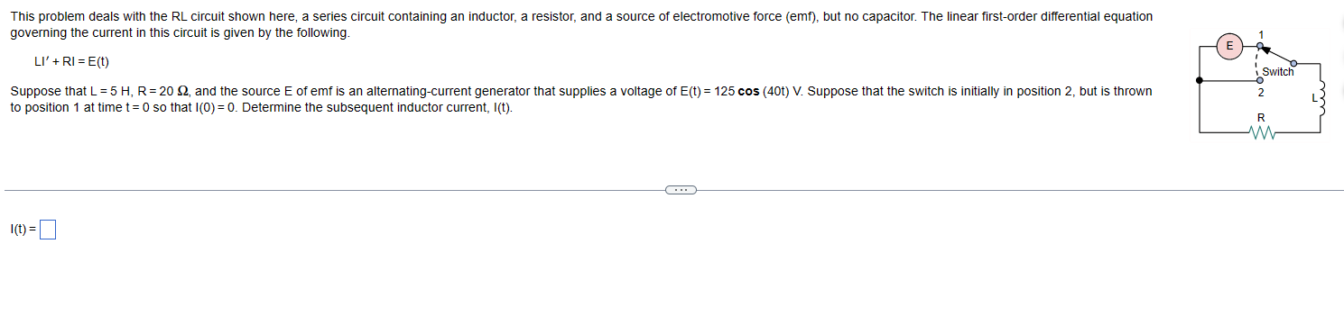 Solved This problem deals with the RL circuit shown here, a | Chegg.com