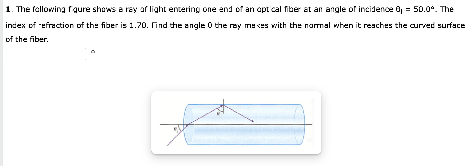 Solved 1. The following figure shows a ray of light entering | Chegg.com