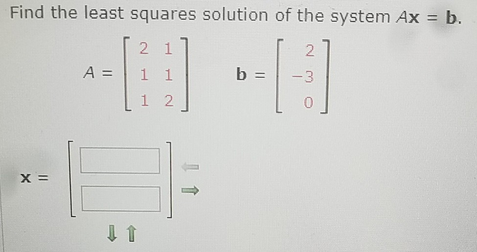 Solved Find The Least Squares Solution Of The System Ax = B. | Chegg.com