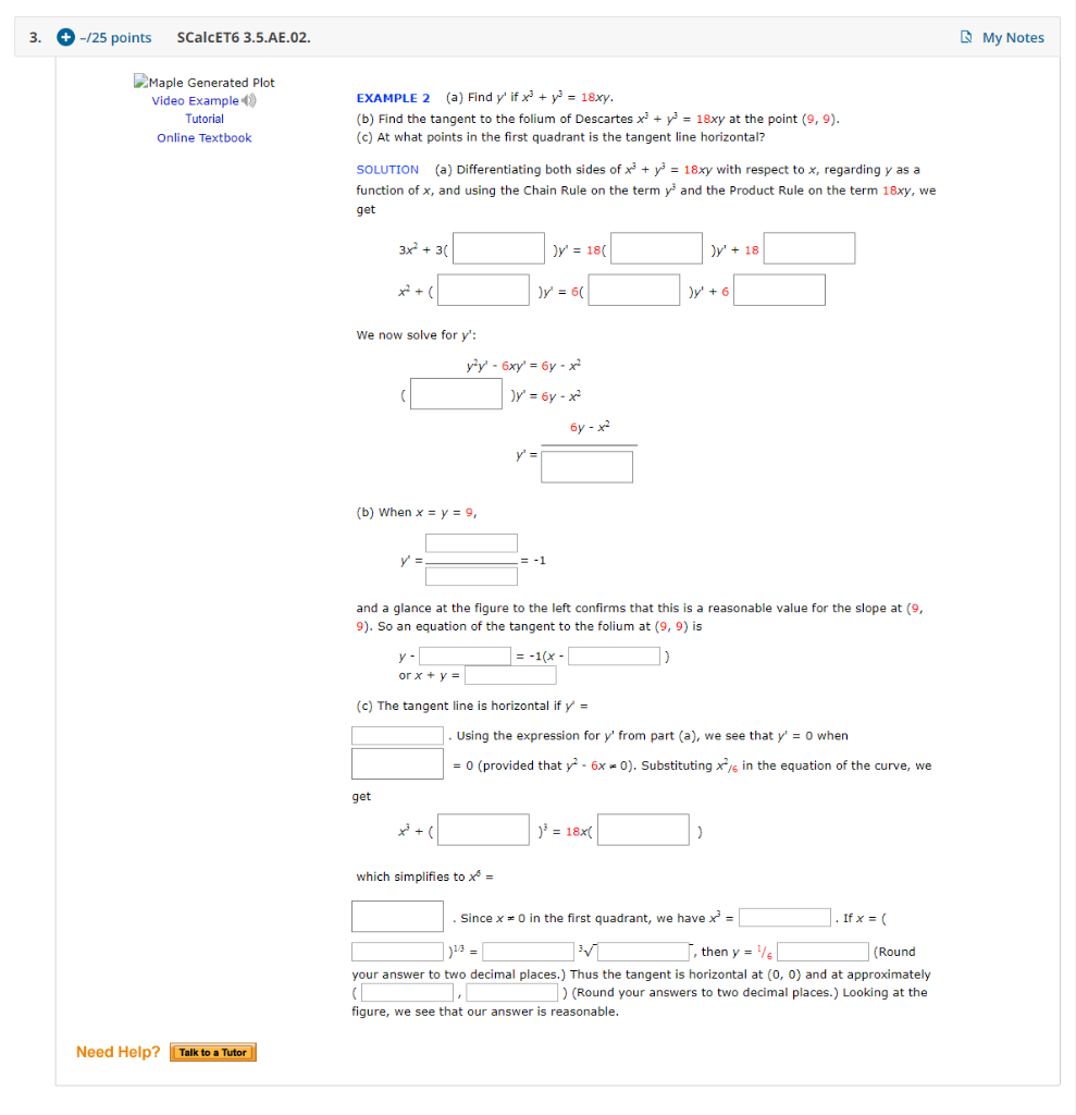 Solved 25 Points My Notes 3 Scalcet6 3 5 Ae 02 Maple Chegg Com