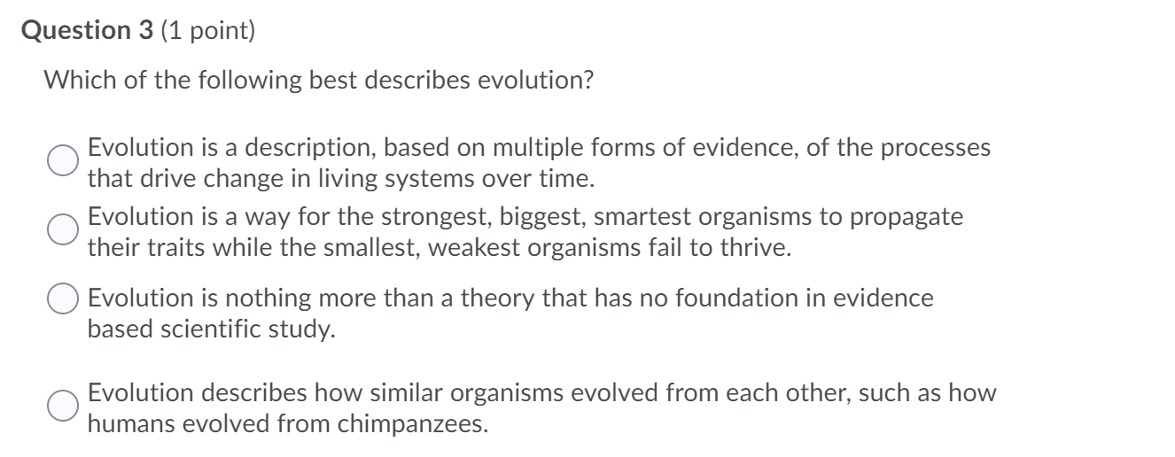 Solved Question 3 (1 point) Which of the following best | Chegg.com