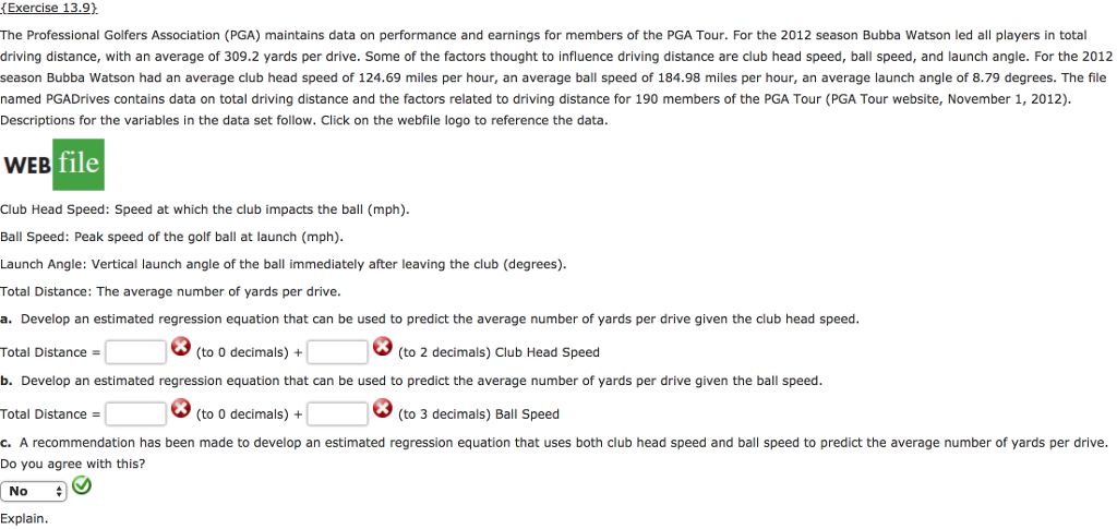 Solved Exercise 13.9) The Professional Golfers Association | Chegg.com