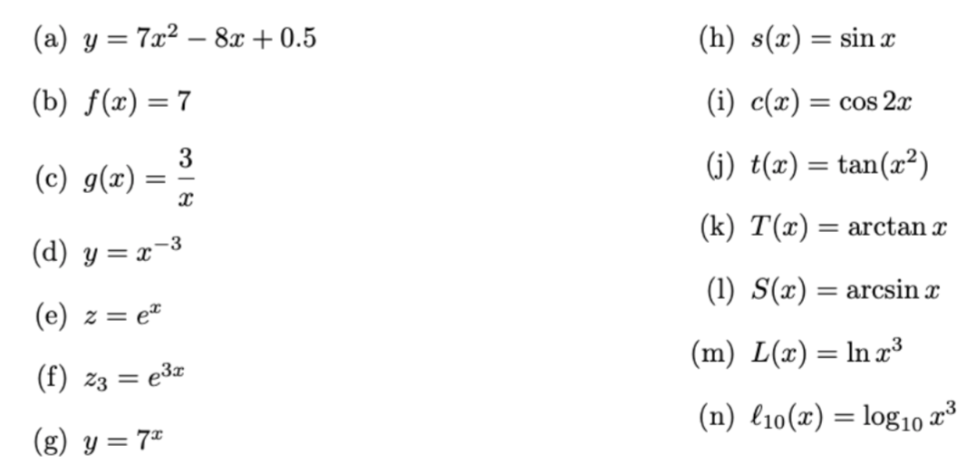 Solved A Y 7x2 8x 0 5 H S X Sin X B F X Chegg Com