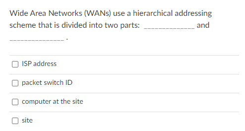 Solved Wide Area Networks (WANs) use a hierarchical | Chegg.com