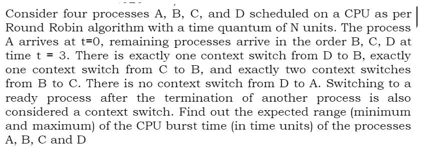 Solved Consider Four Processes A, B, C, And D Scheduled On A | Chegg.com