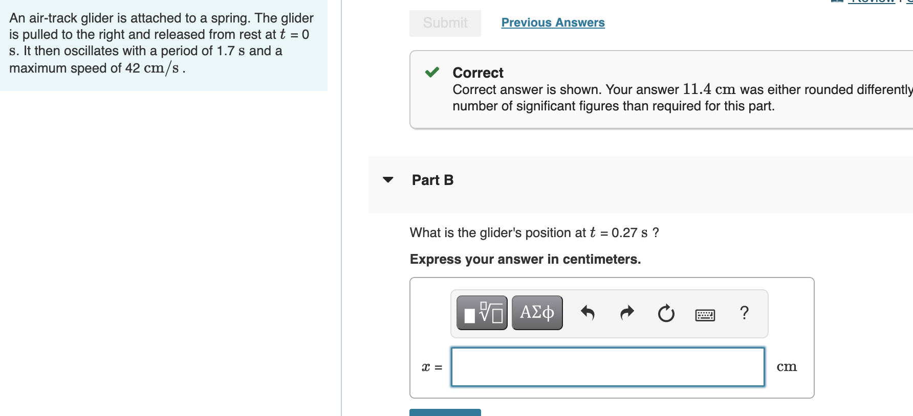 Solved Submit Previous Answers An airtrack glider is