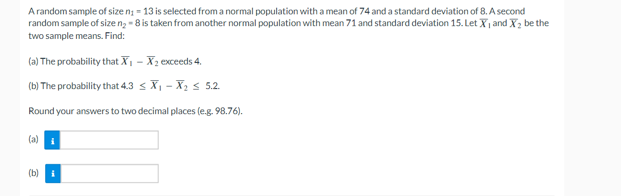 Solved A random sample of size n1=13 is selected from a | Chegg.com