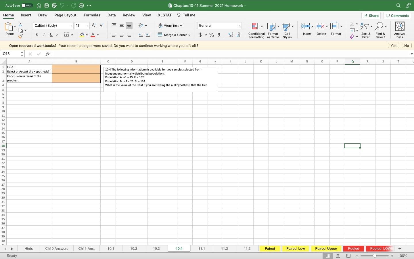 Solved AutoSave OFF @ E. Chapters 10-11 Summer 2021 Homework | Chegg.com