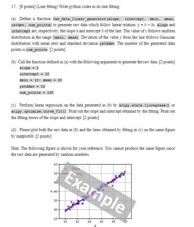 17. [8 points] (Line fitting) Write python codes to | Chegg.com