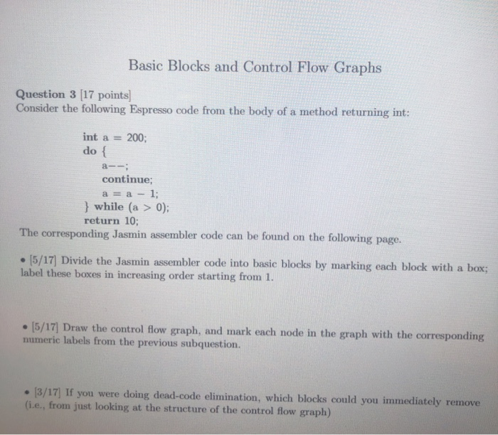 Basic Blocks and Control Flow Graphs Question 3 [17 | Chegg.com