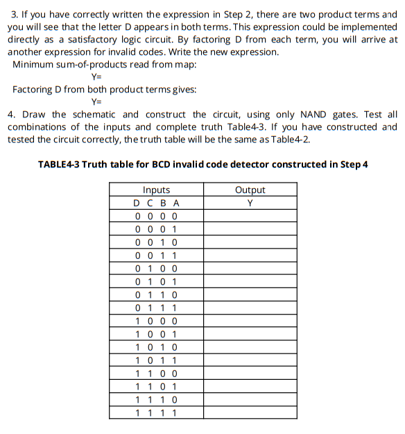 Solved d Invalid Code Detector 1 Complete The Truth Table Chegg Com