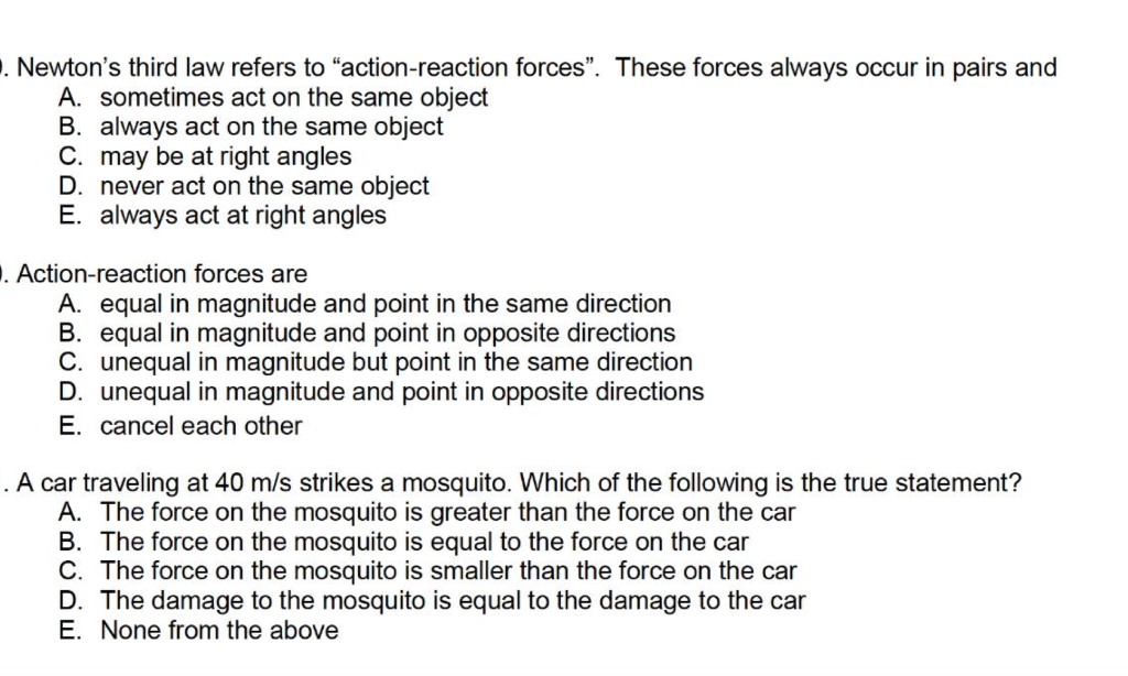 newton's 3rd law action reaction pairs