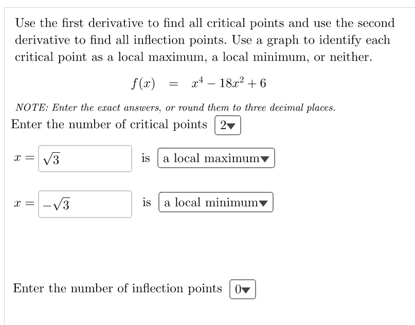 Solved Use The First Derivative To Find All Critical Points 2718