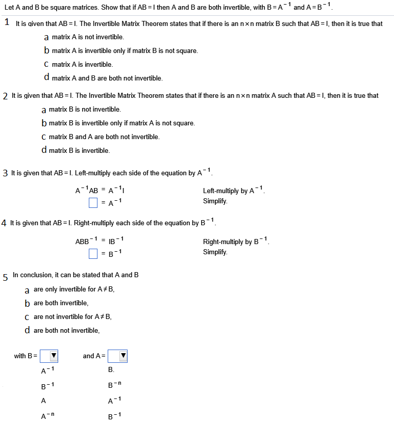 Solved Let A And B Be Square Matrices Show That If Ab L