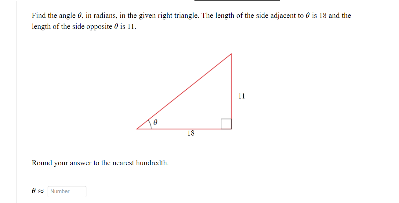 Solved Find the angle θ, in radians, in the given right | Chegg.com