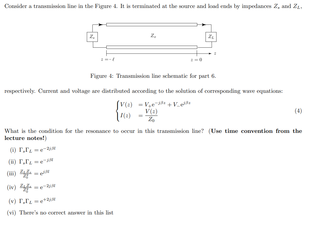 Solved Consider a transmission line in the Figure 4. It is | Chegg.com