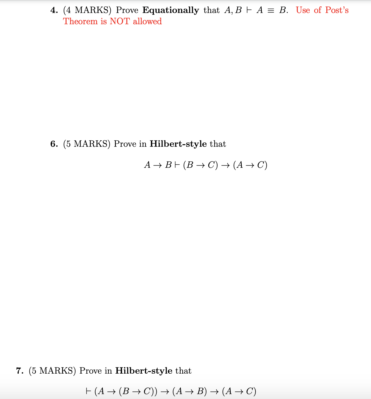 Solved 4. (4 MARKS) Prove Equationally That A, B E A = B. | Chegg.com