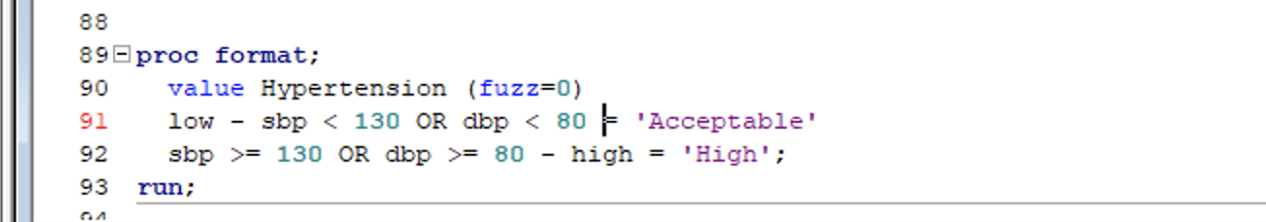 Solved my code is not working for this. my variables are sbp | Chegg.com