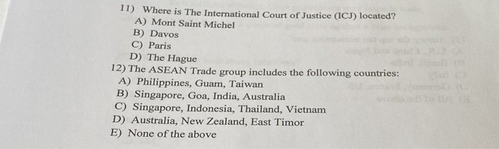 11) Where Is The International Court Of Justice (ICJ) | Chegg.com