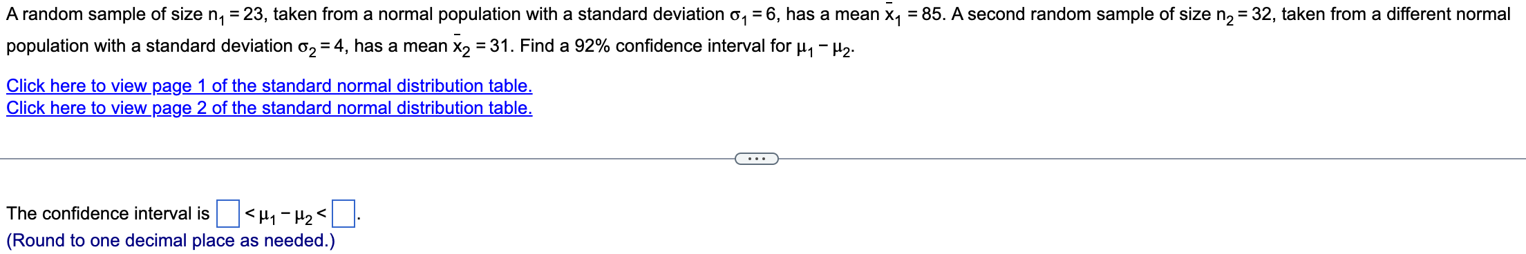 Solved A random sample of size n₁ = 23, taken from a normal | Chegg.com
