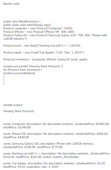 Solved Assignment 7: Retail Inventory System - OOP | Chegg.com
