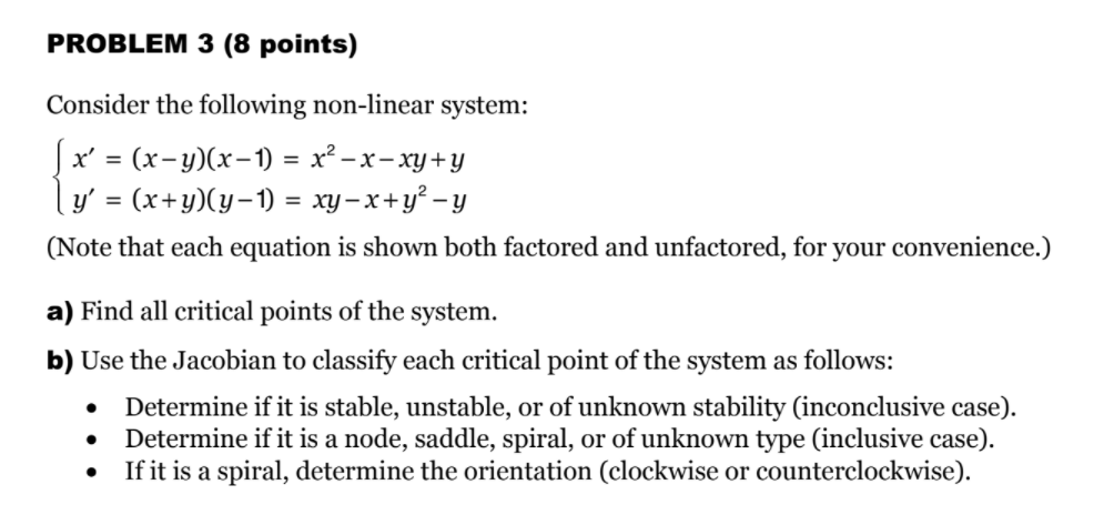 Solved PROBLEM 3 (8 points) = = Consider the following | Chegg.com