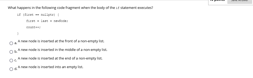 Solved What happens in the following code fragment when the | Chegg.com