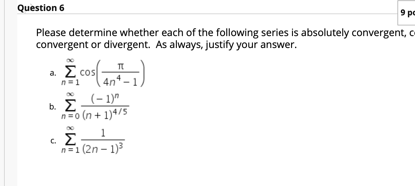 Solved Question 6 9 pc Please determine whether each of the | Chegg.com