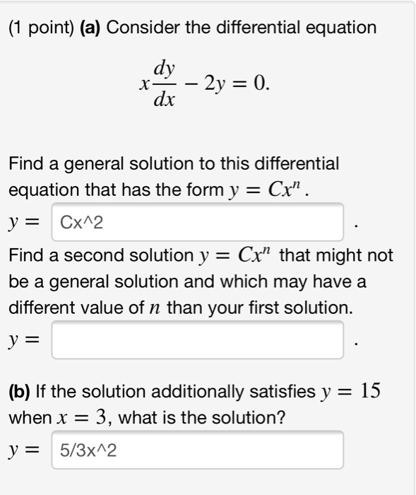 Solved (1 point) (a) Consider the differential equation dy | Chegg.com