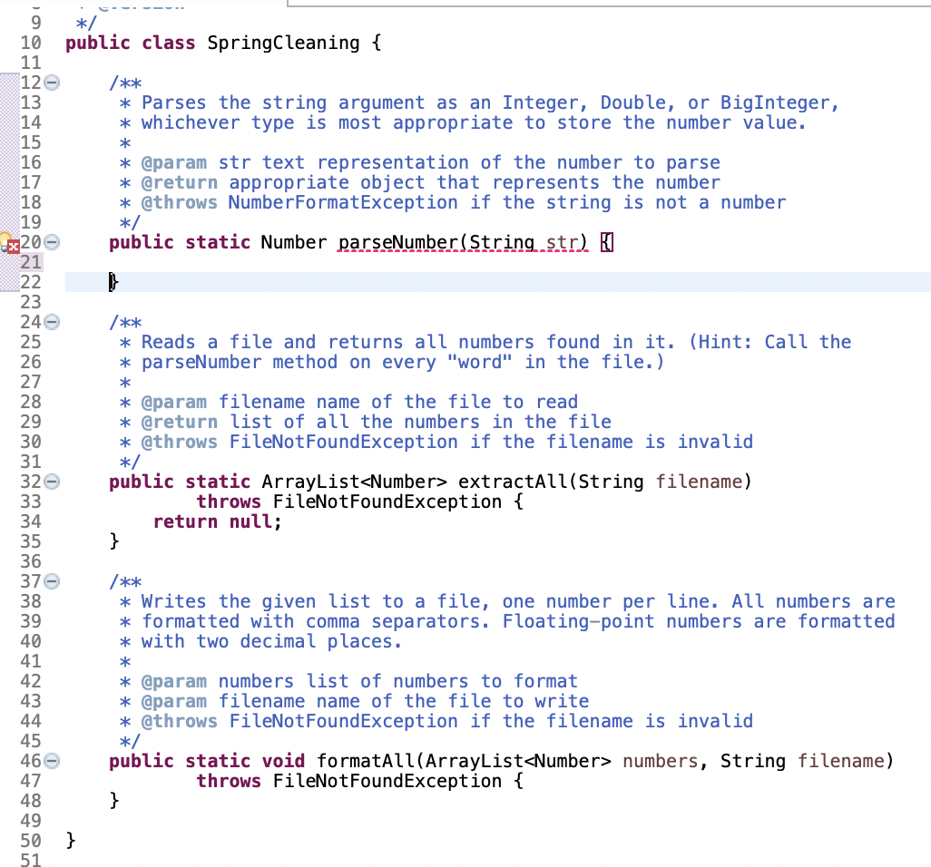 Solved * 9 */ 10 public class SpringCleaning { 11 120 /** 13 | Chegg.com