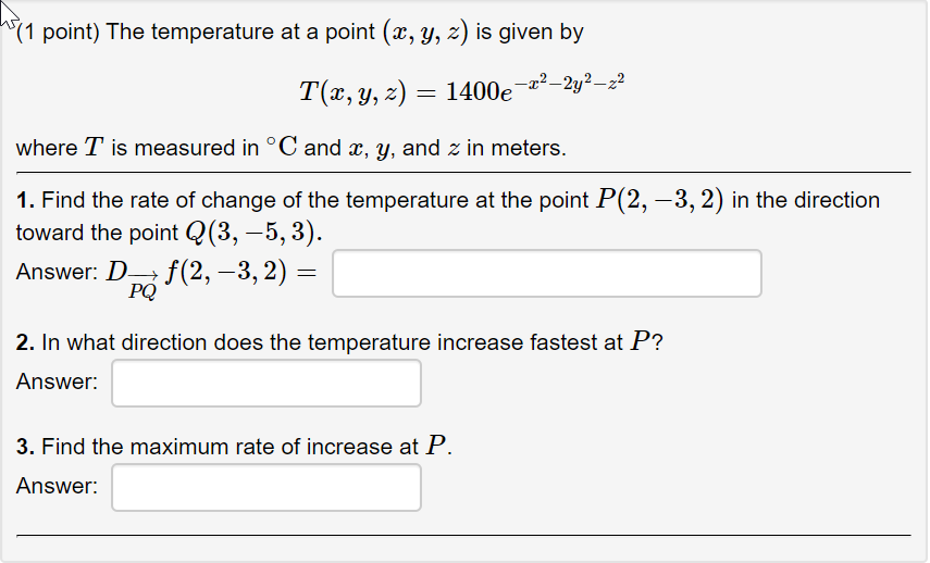 Solved The Temperature At A Point x y z x y z Is Chegg