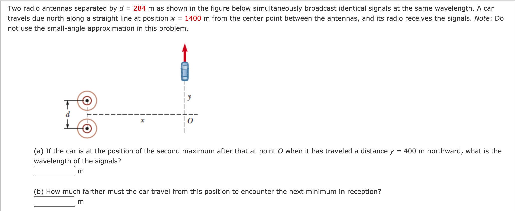 Solved = Two radio antennas separated by d 284 m as shown in