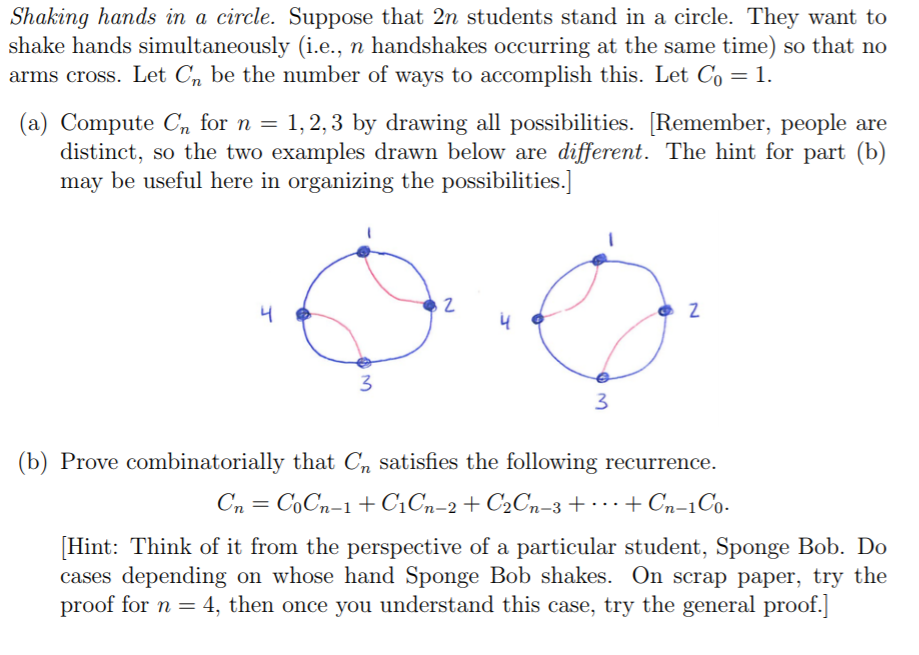 Solved Shaking hands in a circle. Suppose that 2n students | Chegg.com
