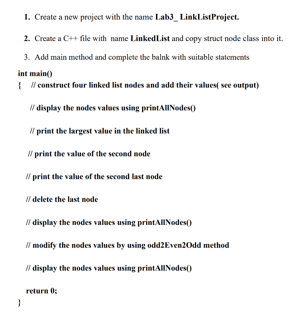 Solved 1. Create a new project with the name | Chegg.com