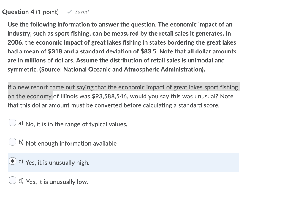 Solved Question 4 (1 point) Saved Use the following | Chegg.com
