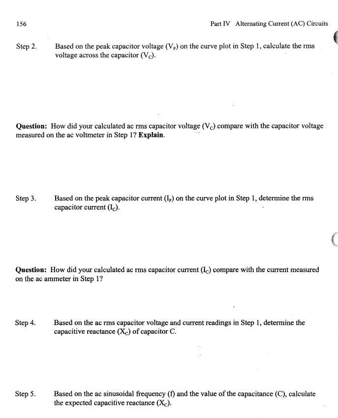Solved EXPERIMENT Name Date 20 Capacitive Reactance