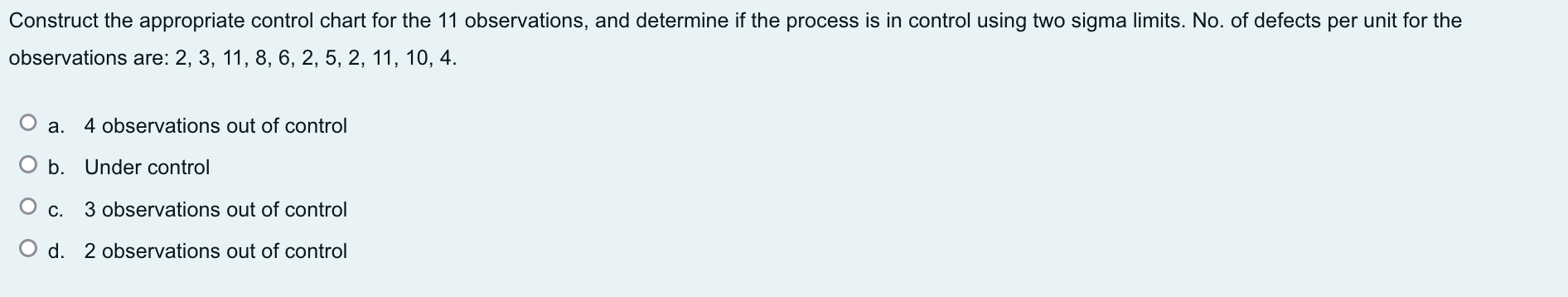 Solved Construct the appropriate control chart for the 11 | Chegg.com