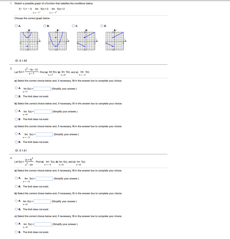 Solved 1. Sketch a possible graph of a function that | Chegg.com