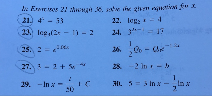 Solved In Exercises 21 through 36, solve the given equation | Chegg.com