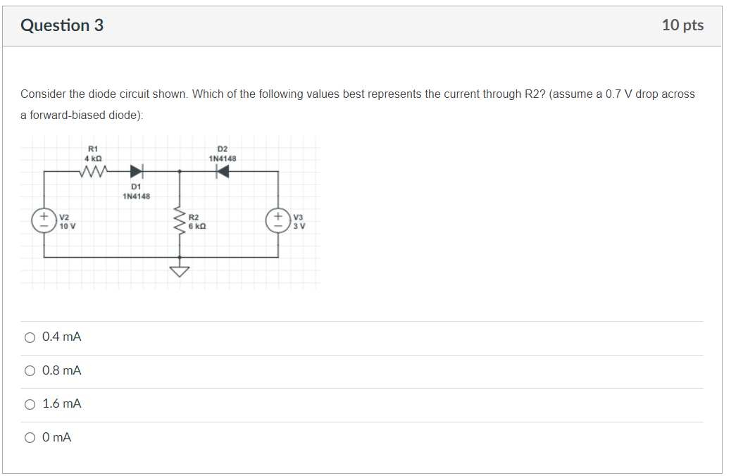 Solved Question 3 10 Pts Consider The Diode Circuit Shown. | Chegg.com