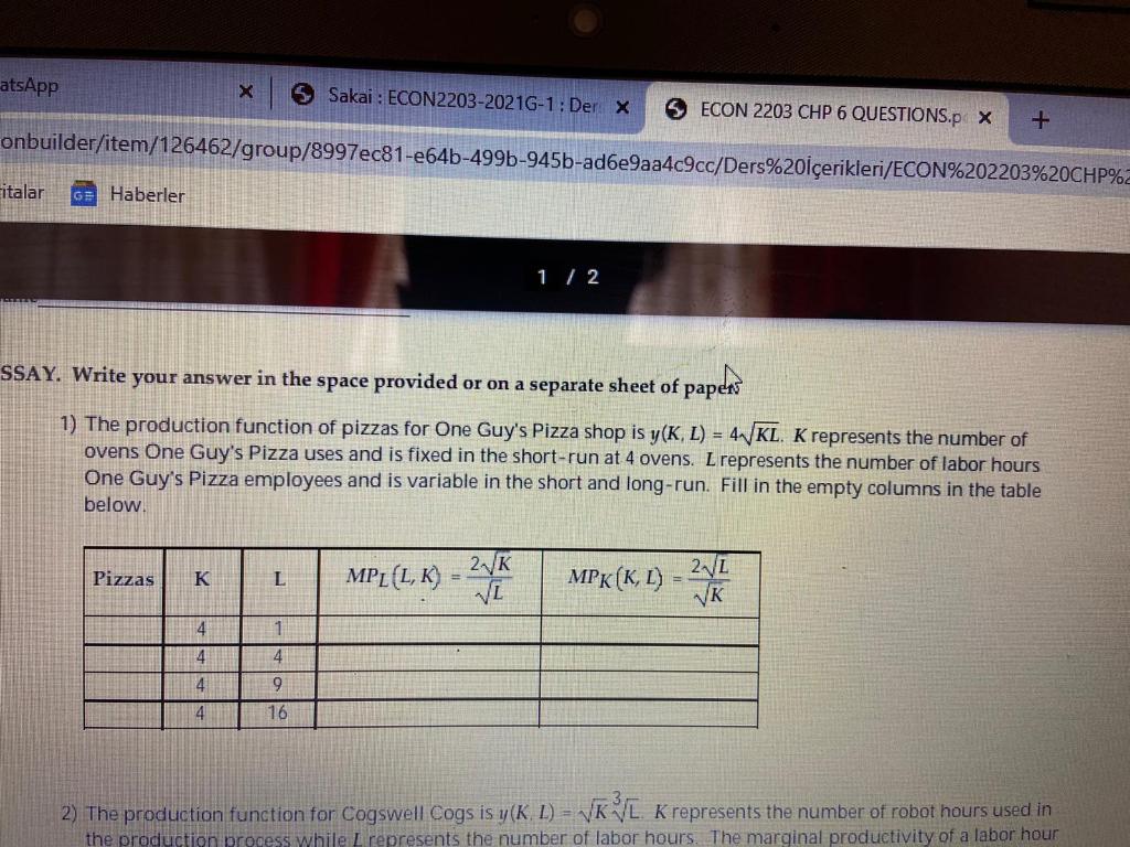 Solved Atsapp S Sakai Econ23 21g 1 Der X Econ 23 Chegg Com