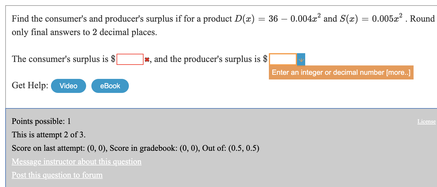 Solved Find The Consumer's And Producer's Surplus If For A | Chegg.com