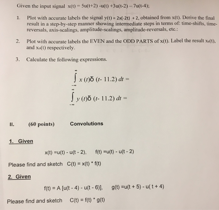 Solved Given The Input Signal X T 5u T 2 U T