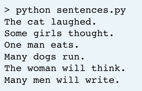 assignment 1 silly sentences python