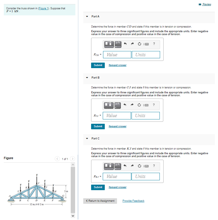 Solved Review Consider the truss shown in (Figure 1). | Chegg.com