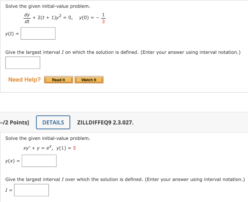 Solved Solve The Given Initial Value Problem