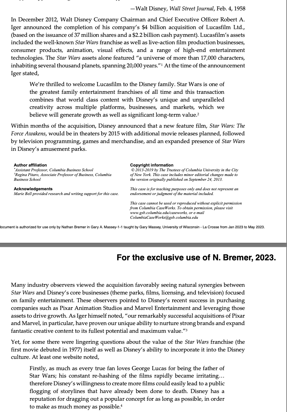 Solved Walt Disney, Wall Street Journal, Feb. 4, 1958 In